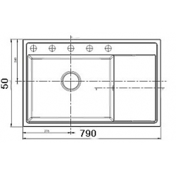 Zlewozmywak Pyramis CAMEA 79x50 1B 1D karbon 070058501